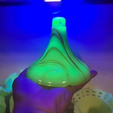 Vintage Uranium Glass Vidrio / Desk Fan Slag Glass (NOT THE ORGINAL FAN) picture