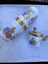 Staffordshire England Hand Painted & Signed JR w Mice Enamel Tape Measure & Case picture