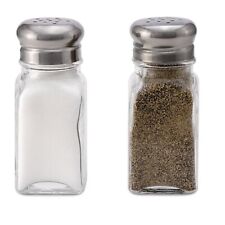 Glass Salt and Pepper Shakers - Set of 2- Stainless Steel Tops - 2 Ounce picture