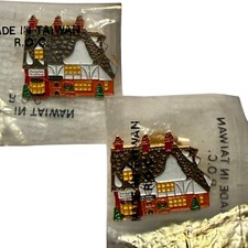 Set of 2 Dept 56 Nicholas Nickleby Enamel Pin Christmas Snow Village Cottage New picture