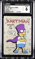 1990 TOPPS SIMPSONS STICKERS #1 BARTMAN CGC 6 Sharp, Great Color, Looks Nicer picture
