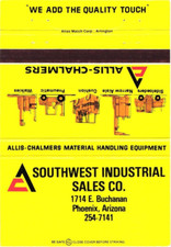 Southwest Industrial Sales Co. Phoenix AZ Vintage Matchbook Cover 1970s picture