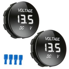 2 PCS DC 12V 24V Volt Meter, Car LED Digital Voltmeter Gauge - Mini 2 PCS White picture