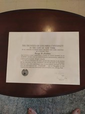 1934 Columbia University Diploma George S. Brubaker Principal Of Jr. High School picture