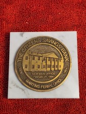 Vintage 1984 Citizens Bank Marble Paperweight Martins Ferry Ohio picture