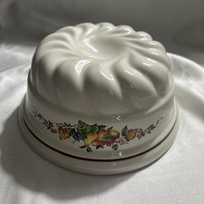 Vintage Teleflora Ceramic Jello Mold With Harvest Fruit & Fluted Spiral Design picture