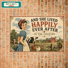 Country Farm Girl Happily Ever After Metal Tin Sign picture
