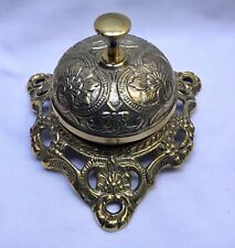 Table Desk Bell Antique Vintage Brass Hotel Reception Service Counter Ornate picture