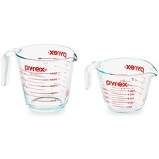 Pyrex Measuring Cup Set 2 Piece 1 Cup And 2 Cup Glass Kitchen Tool picture