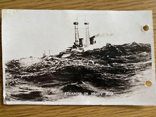 1920s RPPC - STEAMING IN HEAVY SEAS antique real photograph postcard NAUTICAL picture