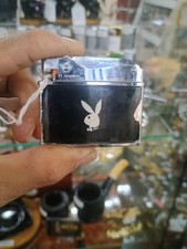 Vintage 1960s Playboy Bunny Logo Cigarette Lighter Black & Chrome Enamel Japan picture