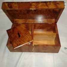 240MM Wooden Jewelry Box Made Thuya Burl,Lockable Wood Chest Box With 3 Storage picture