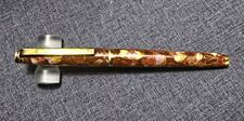 NOS vintage burgundy cloisonne f nib fountain pen with brocade display box picture
