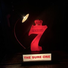 Seagram's 7 Lighted Distillery Advertising Sign Red Black Gold White Original picture