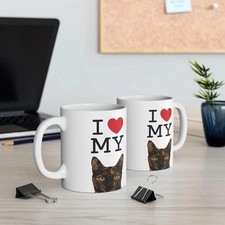 I Love My Cat Mug 11oz - Cute Tortie Cat Coffee Cup for Cat Lovers picture