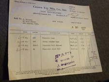 Orig 1940’s Pinocchio Walt Disney Productions Crown Toys Mfg Co Brooklyn NY Bill picture