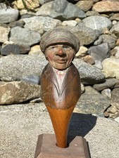 Antique Anri Italy Mechanical Hand Carved Painted Wood Nutcracker Man in Cap EX+ picture