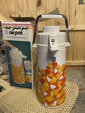 Vacuum Sealed Thermos Pump Vintage King  Brand Air Pot Hot Cold NOS NIB Flower picture