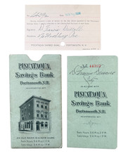 Vintage Piscataqua Savings Bank Portsmouth NH Passbook Sleeve Signature Card Lot picture