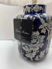 brooks brothers Blue/white Flowered Tea Caddy Chinoiserie Lamp W Shade New 22 In picture