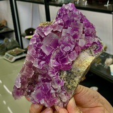 1.86LB Natural Crystal Rare transparent purple cubic fluorite sample/China picture