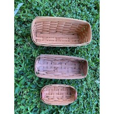 Vintage Longaberger Baskets Set of 3 Handwoven Wood Nesting Baskets 1989 1993 picture