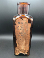 Antique Amber Glass Apothecary Bottle Wm S Merrell Cincinnati OH 9.5” Label picture