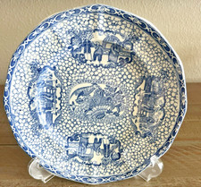 Wm Adams Chinese Bird Blue White Transferware Plates Set of 3 8