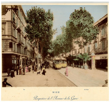 France, Nice, Perspective de l'Avenue de la Gare Original vintage print picture