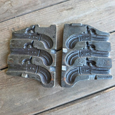 Antique Toy Candy Mold ~ Cast Iron 3 BLACKPOWDER RIFLE ~ Separate Unhinged Halve picture