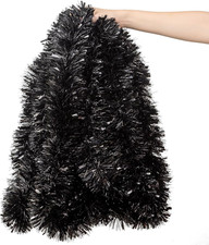 33Ft Black Christmas Tinsel Garland,Metallic Twisted Tinsel Garland Hanging Deco picture