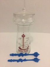 Vintage Skylon Tower Niagara Falls Canada Souvenir Glass with Cocktail Picks New picture