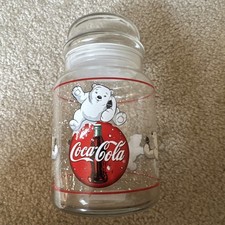 Libbey Coca-Cola Vintage Polar Bear Glass Jar with Lid Vintage 7 Inches picture