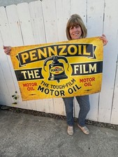 Pennzoil 24 x 36 Banner reproduction 1930s era for Gas Guys decor Wall hanging picture