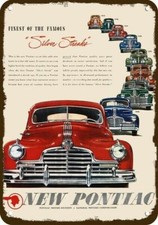1935-1946 PONTIAC Silver Streak Cars Vintage-Look DECORATIVE REPLICA METAL SIGN  picture