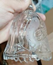 Vintage Clear 24% Lead Crystal Glass Bell W Etched Bird 7 3/4