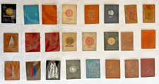 c1910 American Tobacco Leather Inserts Lot 27 College Seals Pennants Motto picture