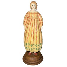 Vintage Foreside Gorham Maine Folk Art Carved Woman Figurine. picture