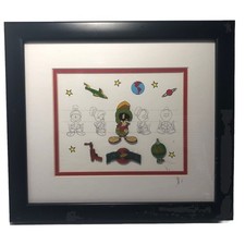 Marvin The Martian Warner Brothers 1999 Commemorative Pin and Lithograph Set COA picture