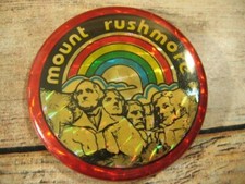 Vintage Mount Rushmore Holographic Pin Pinback Button Rainbow RARE HTF picture