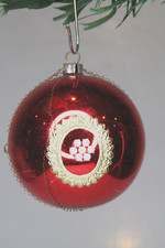 Vintage Blown Glass Crinkle Wire Embellished Red BALL Christmas Ornament Germany picture