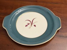 The Harker Pottery Co 22KT PLAT. Oval Serving Platter (13” x 11”) Teal Green picture