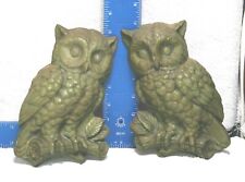 2 Vintage Green and Gold Owl Art Decor Wall Hanger picture