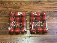 Vintage Shiny Red Apples Christmas Tree Holiday Ornaments Lot Of 2 Pack picture