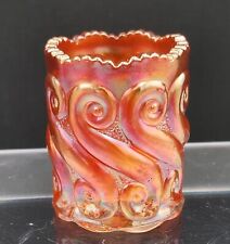 LG Wright S Repeat Repeating S Marigold Carnival Glass Toothpick Holder picture
