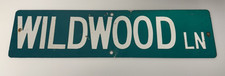 Vintage Wildwood Ln Metal Street Sign Green Aluminum Road Sign 6x24 Authentic picture