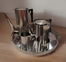 MCM Arne Jacobsen Stelton Cylinda Stainless Coffee Pot/Teapot/Creamer/Sugar/Tray picture