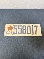 Vintage 1919 California License 558017 W Registration Star  picture