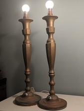Vintage Extra Large  Solid Brass Pair Of Table Lamps Decorative picture