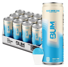 BUM Energy Blue Snow Cone Zero Sugar Energy Drink, 12 oz, 12-Pack picture